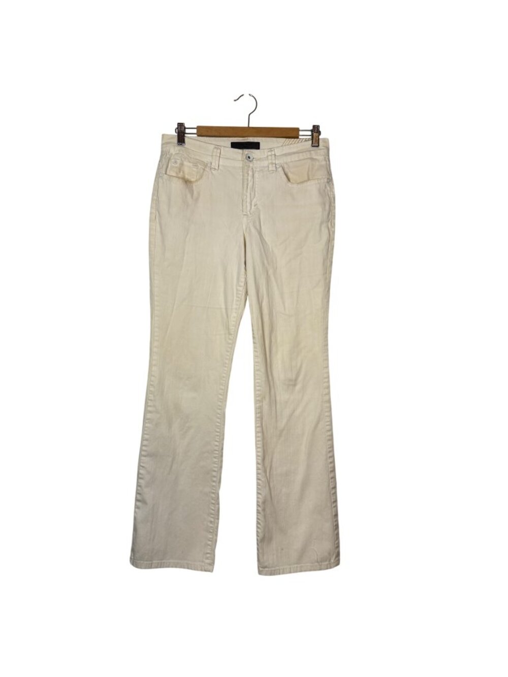 Nine West Womens Cream Low Rise Bootcut Denim Jeans Size 6 W29 Y2K Coquette